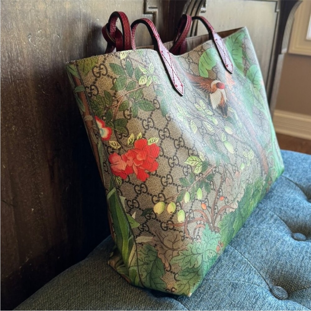 Gucci Multicolor Bird Print Tote - Picture 6 of 16